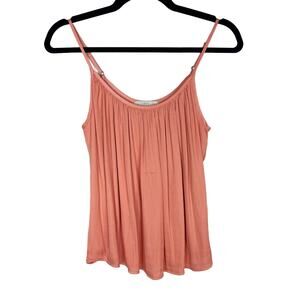 Allison Joy XSmall XS Coral Orange Pleated Camisole Tank Top Scoop Neck Satin